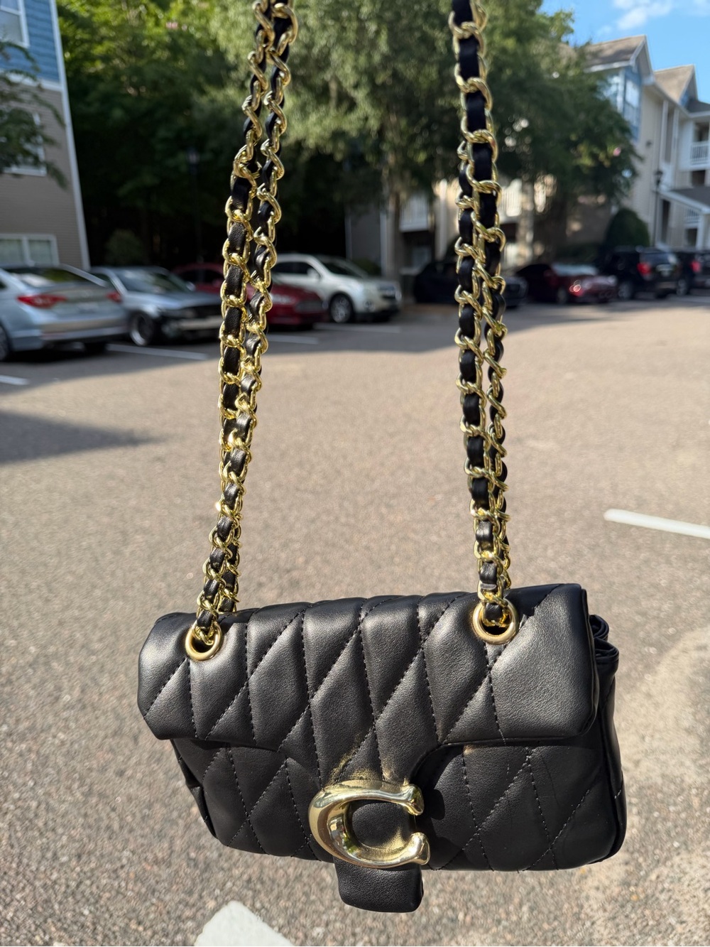 Coach Black Quilted Leather Shoulder Bag with Gold Hardware